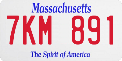 MA license plate 7KM891