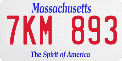 MA license plate 7KM893