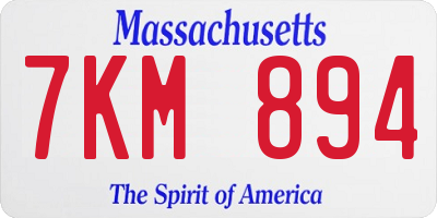 MA license plate 7KM894