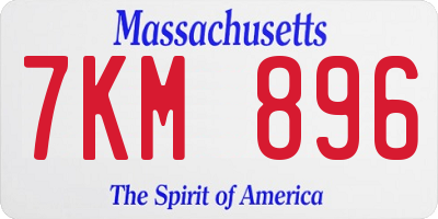 MA license plate 7KM896