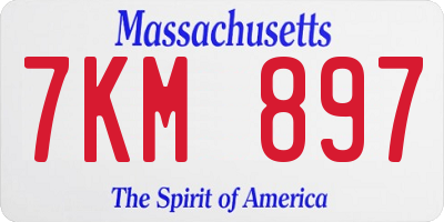 MA license plate 7KM897
