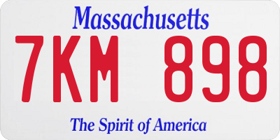 MA license plate 7KM898