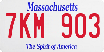 MA license plate 7KM903