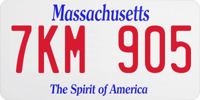 MA license plate 7KM905