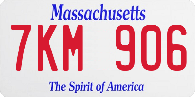 MA license plate 7KM906