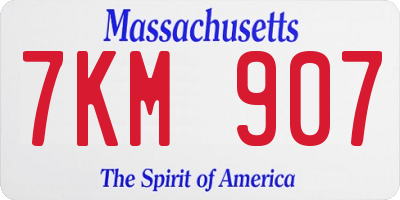 MA license plate 7KM907