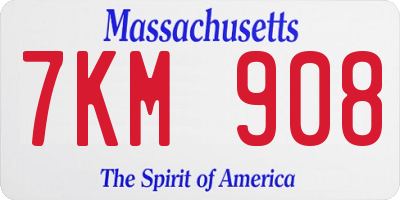 MA license plate 7KM908