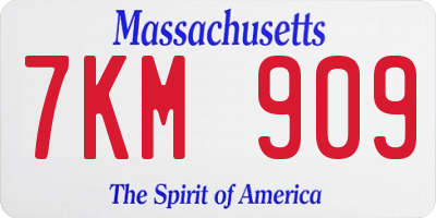 MA license plate 7KM909