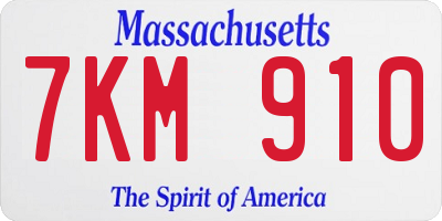 MA license plate 7KM910