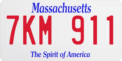 MA license plate 7KM911