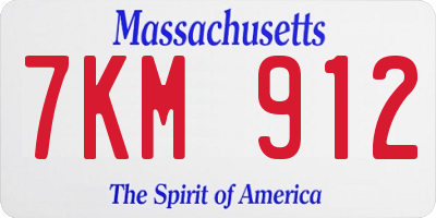 MA license plate 7KM912