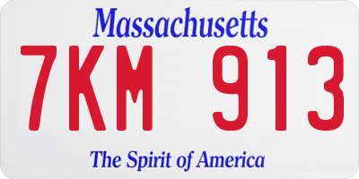 MA license plate 7KM913
