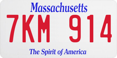 MA license plate 7KM914