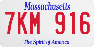 MA license plate 7KM916