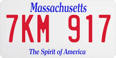 MA license plate 7KM917
