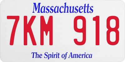 MA license plate 7KM918