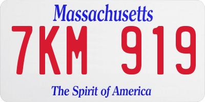MA license plate 7KM919