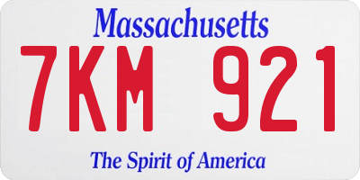 MA license plate 7KM921