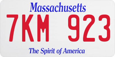 MA license plate 7KM923
