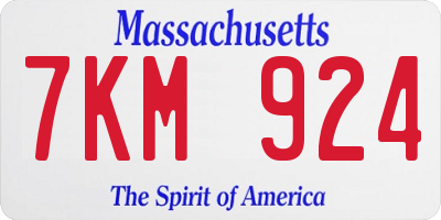 MA license plate 7KM924