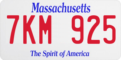 MA license plate 7KM925