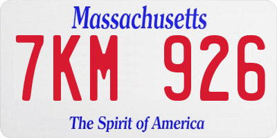MA license plate 7KM926