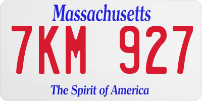 MA license plate 7KM927