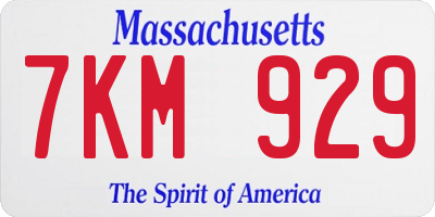 MA license plate 7KM929