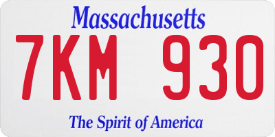 MA license plate 7KM930