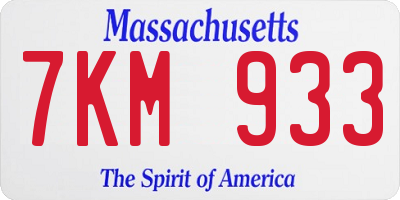 MA license plate 7KM933