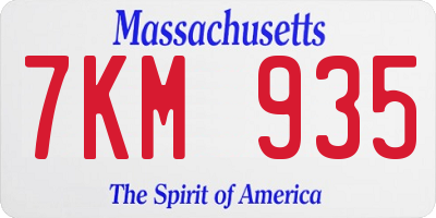 MA license plate 7KM935