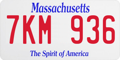 MA license plate 7KM936