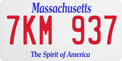 MA license plate 7KM937