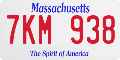 MA license plate 7KM938