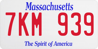 MA license plate 7KM939