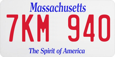 MA license plate 7KM940