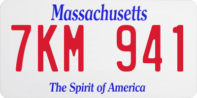 MA license plate 7KM941