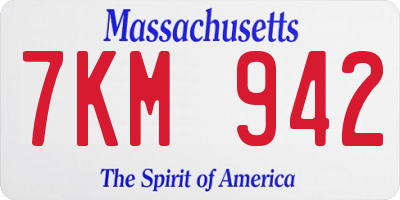 MA license plate 7KM942