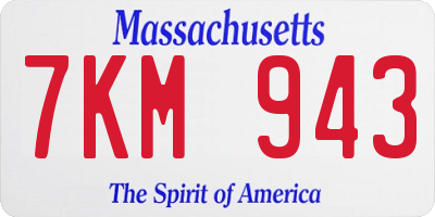 MA license plate 7KM943