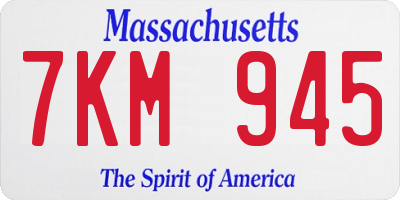 MA license plate 7KM945