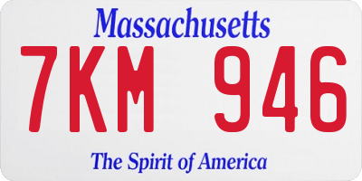 MA license plate 7KM946