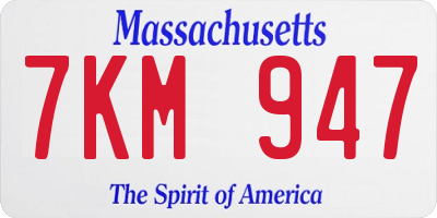 MA license plate 7KM947