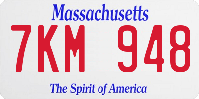 MA license plate 7KM948