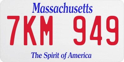 MA license plate 7KM949