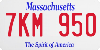 MA license plate 7KM950