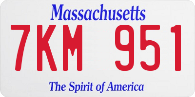 MA license plate 7KM951