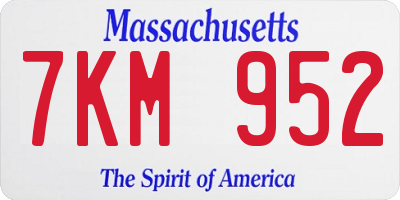 MA license plate 7KM952