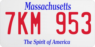 MA license plate 7KM953