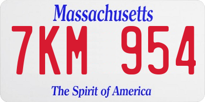 MA license plate 7KM954