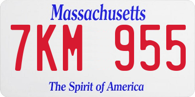 MA license plate 7KM955